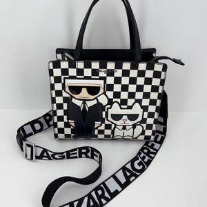 Karl Lagerfeld Paris Checkerboard Mini Tote Crossbody Karl & Choupette